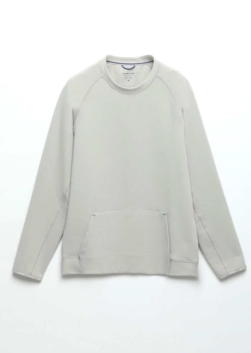 Açık Gri Bisiklet Yaka Düz Sweatshırt - 5