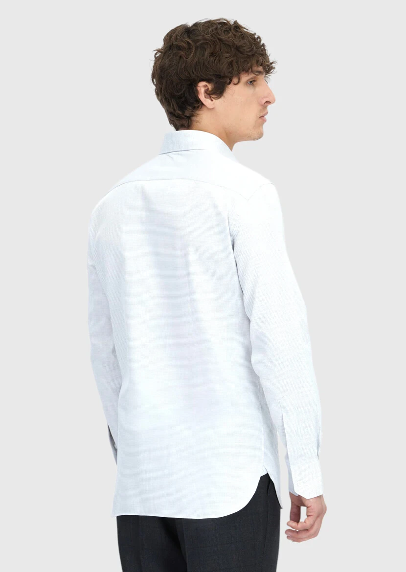 Açık Gri Desenli Regular Fit Dokuma Klasik %100 Pamuk Gömlek - 5