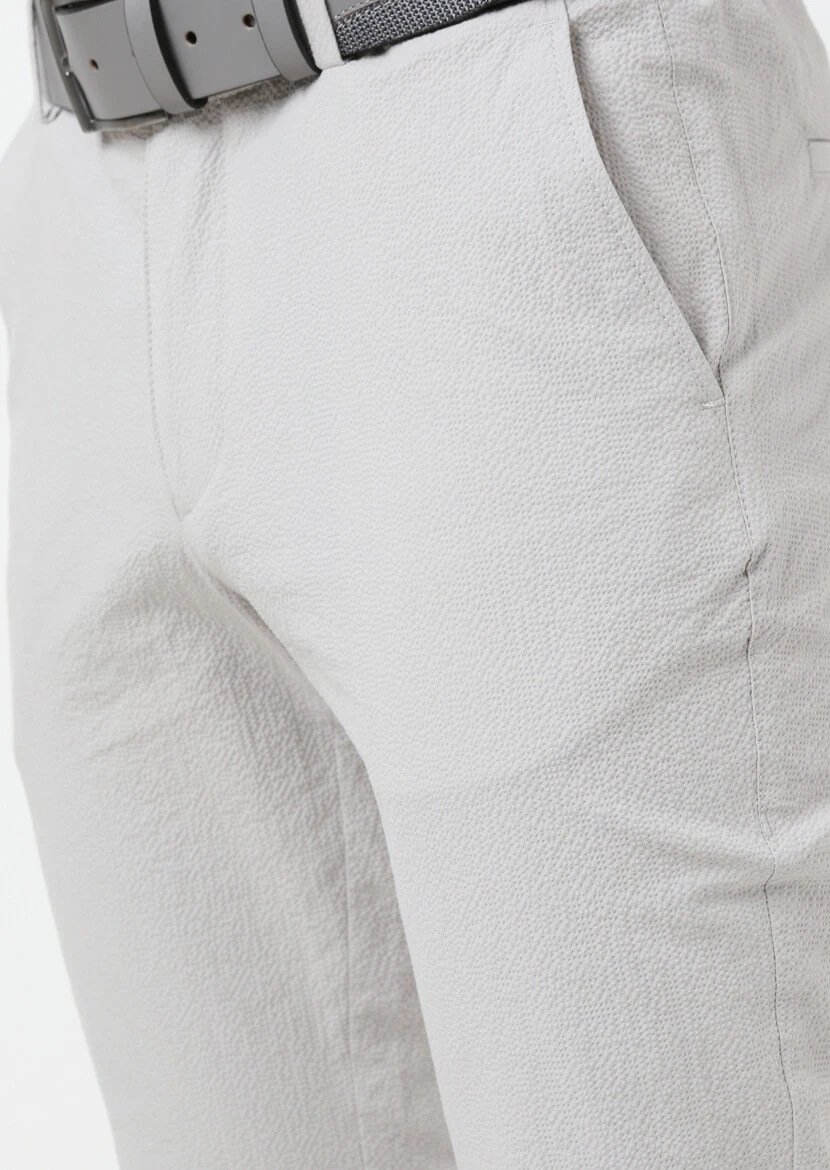 Açık Gri Düz Dokuma Jogging Fit Casual Pamuk Karışımlı Pantolon - 3