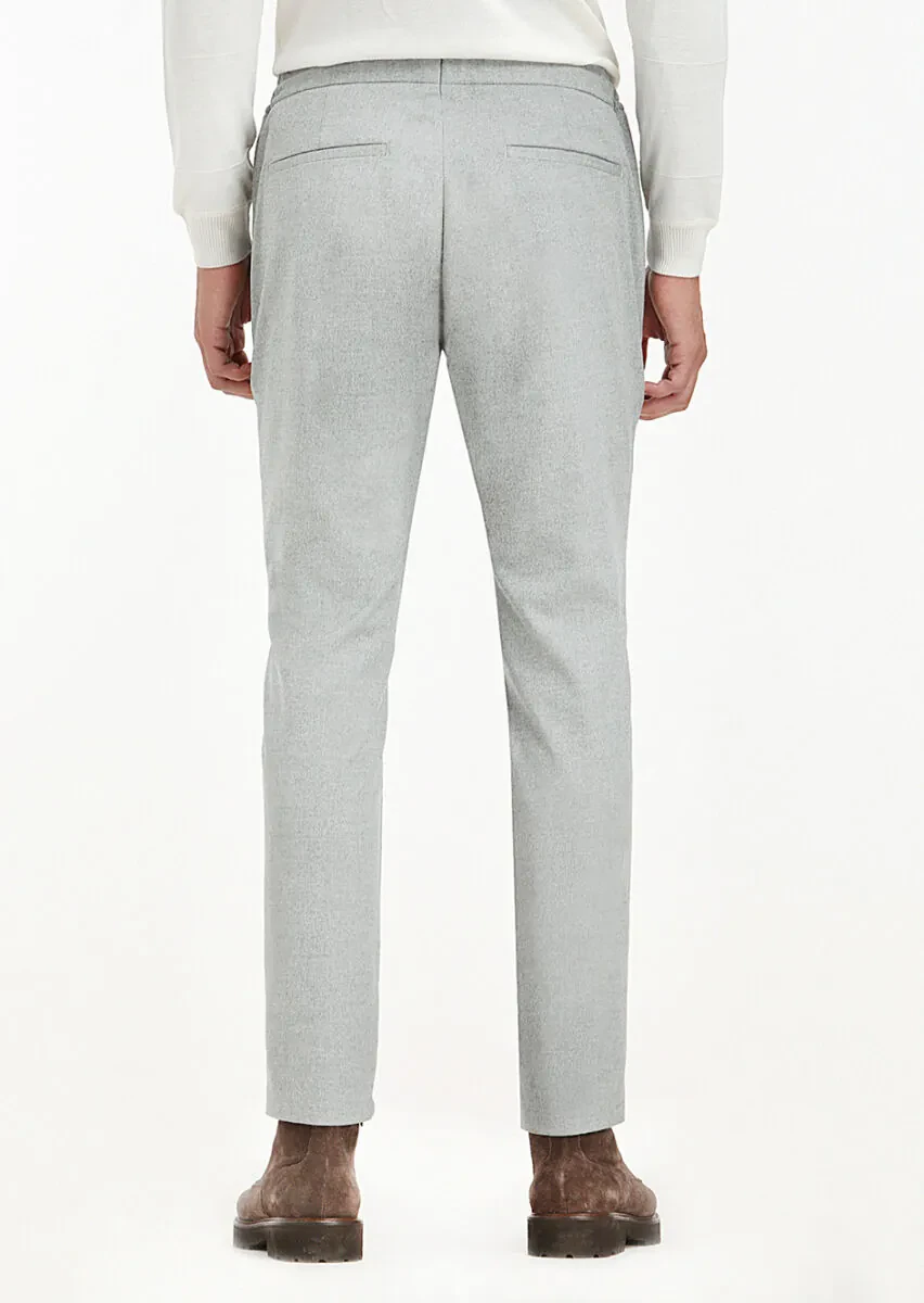 Açık Gri Düz Dokuma Jogging Fit Casual Pantolon - 8