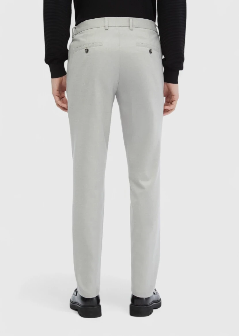 Açık Gri Düz Dokuma Jogging Fit Casual Pantolon 