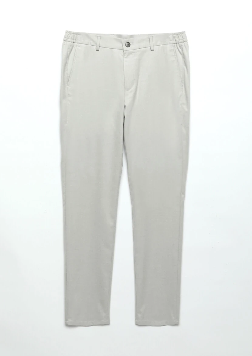 Açık Gri Düz Dokuma Jogging Fit Casual Pantolon - 4