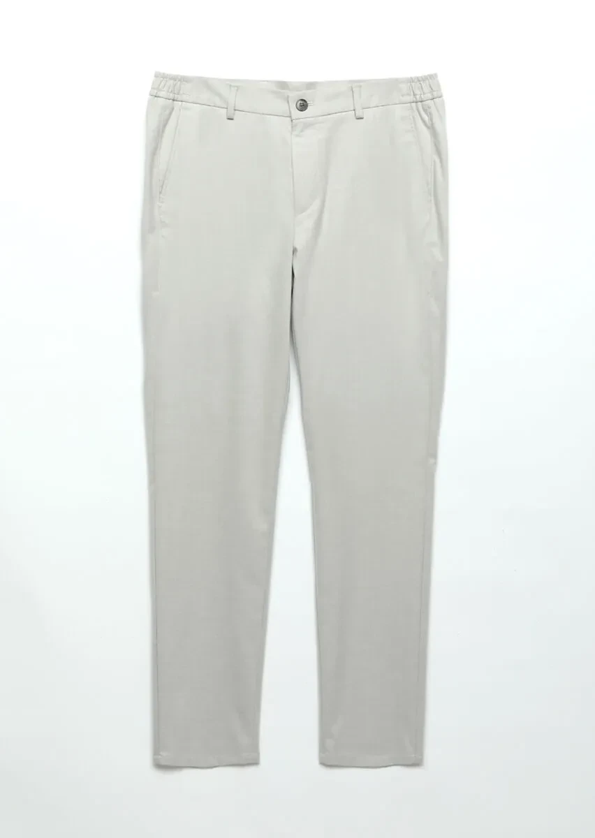 Açık Gri Düz Dokuma Jogging Fit Casual Pantolon - 4