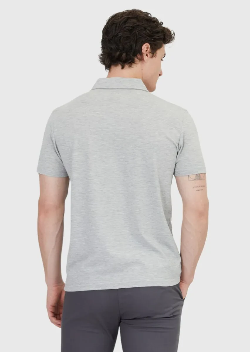 Açık Gri Düz Polo Yaka %100 Pamuk T-Shirt - 6