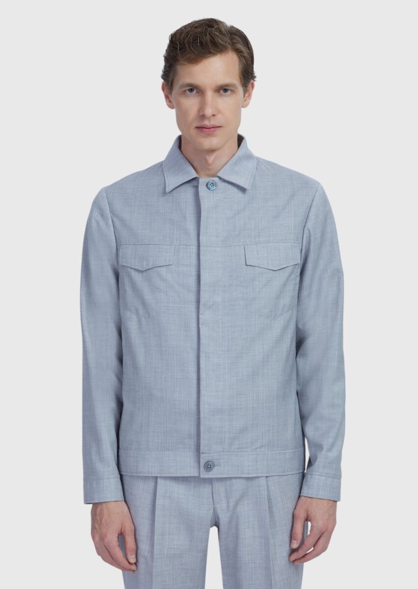 Açık Gri Gömlek Ceket - 3