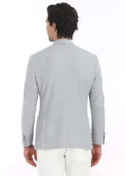 Açık Gri Mikro Zeroweight Slim Fit Pamuk Karışımlı Örme Ceket - 5