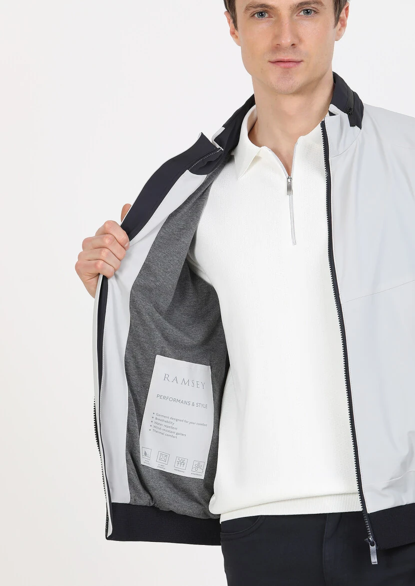 Açık Gri Regular Fit Dik Yaka Casual Dokuma Mont - 3