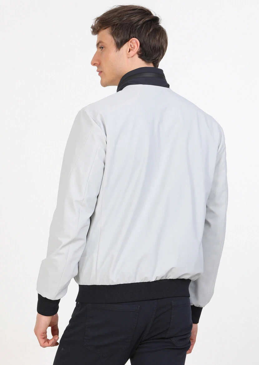 Açık Gri Regular Fit Dik Yaka Casual Dokuma Mont - 8