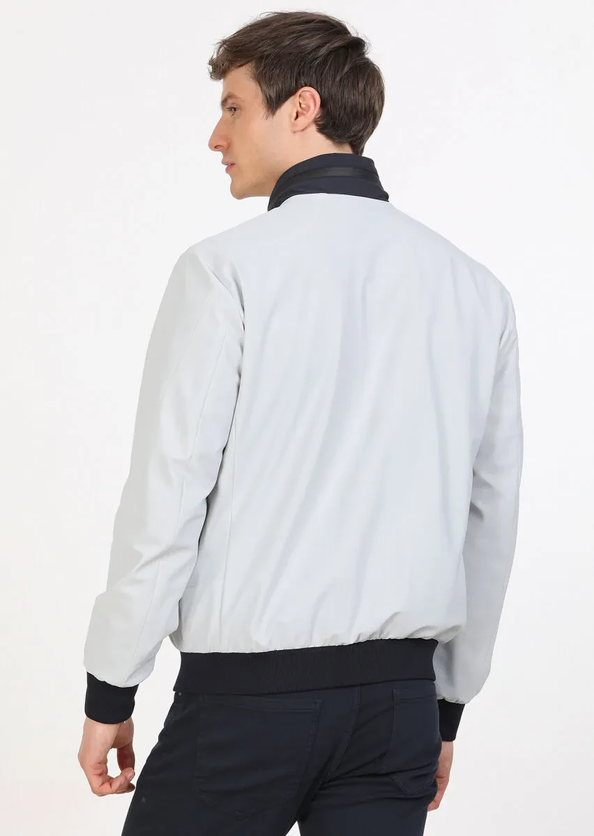 Açık Gri Regular Fit Dik Yaka Casual Dokuma Mont - 8