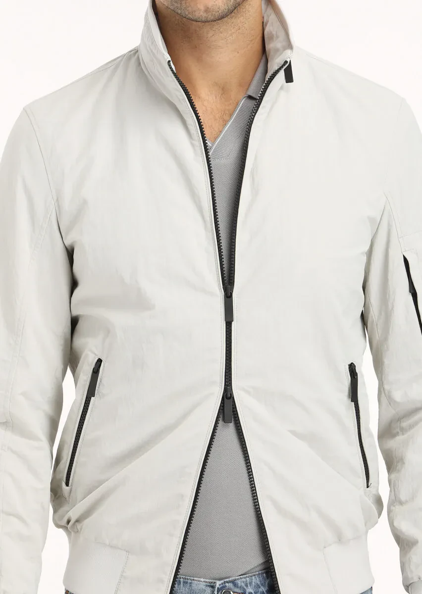 Açık Gri Regular Fit Dik Yaka Casual Dokuma Mont - 5