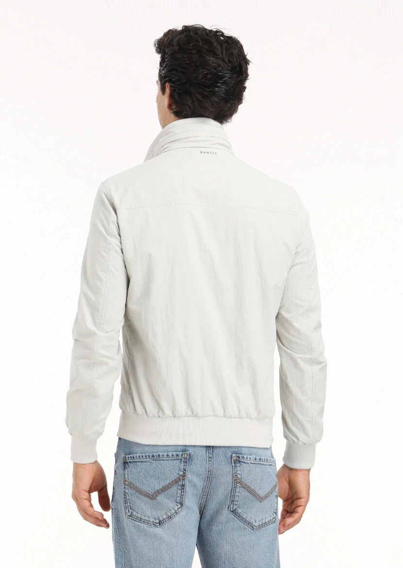 Açık Gri Regular Fit Dik Yaka Casual Dokuma Mont - 6