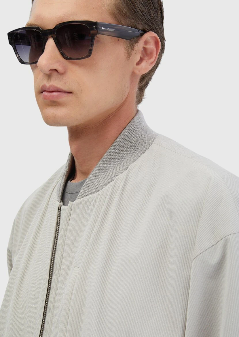 Açık Gri Regular Fit Dik Yaka Casual Dokuma Mont - 4