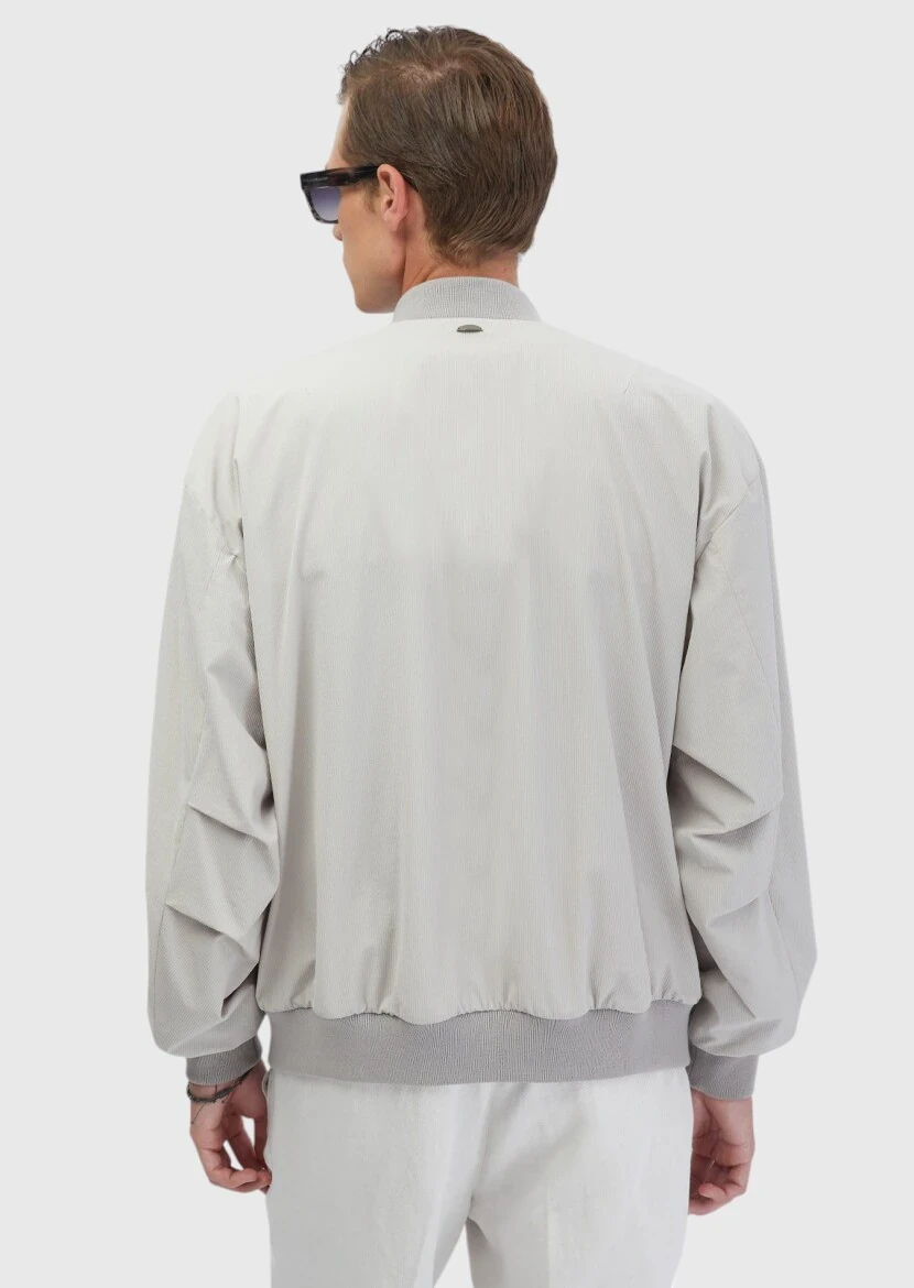 Açık Gri Regular Fit Dik Yaka Casual Dokuma Mont - 7