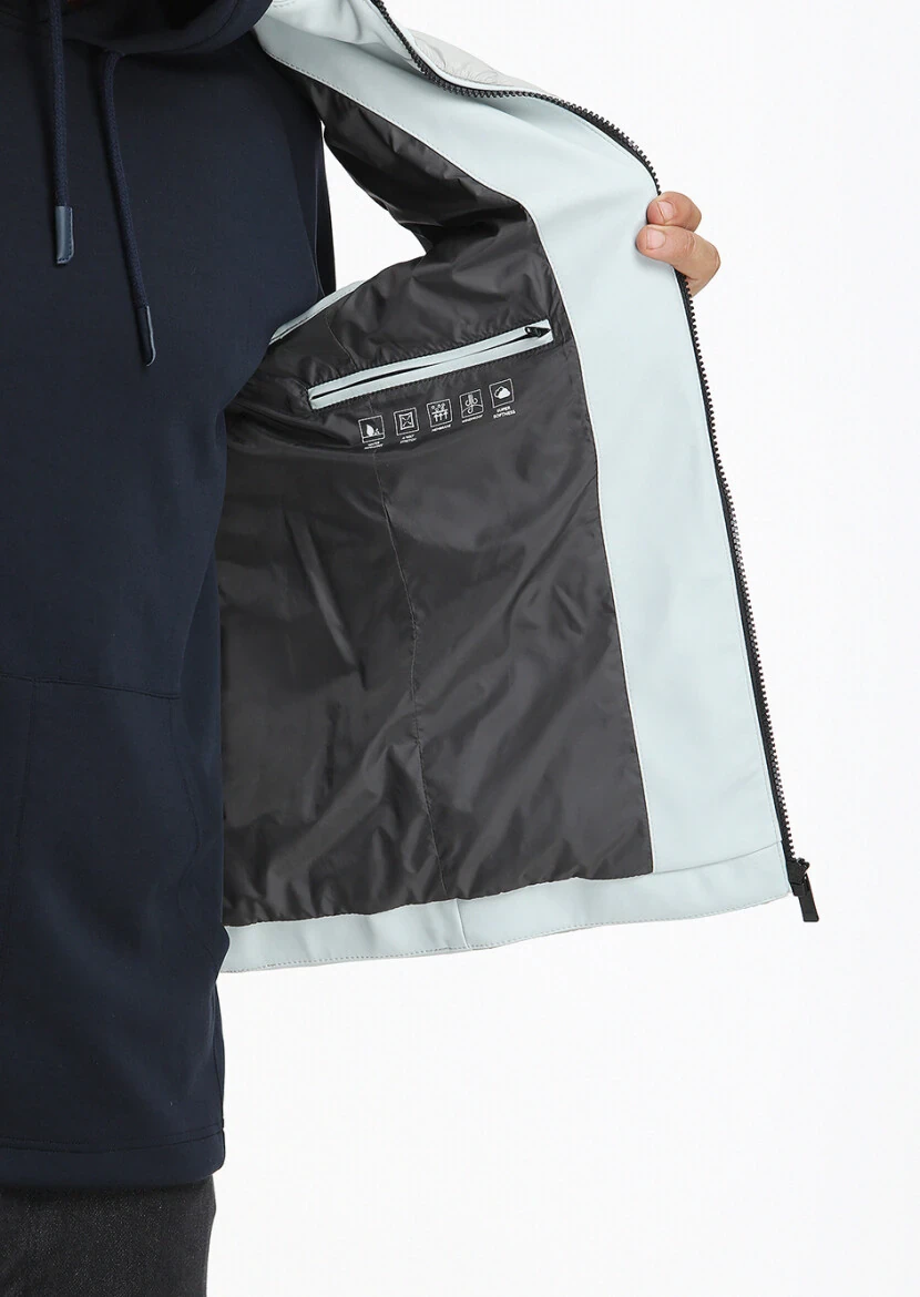 Açık Gri Regular Fit Dik Yaka Casual Dokuma Spor Yelek - 4