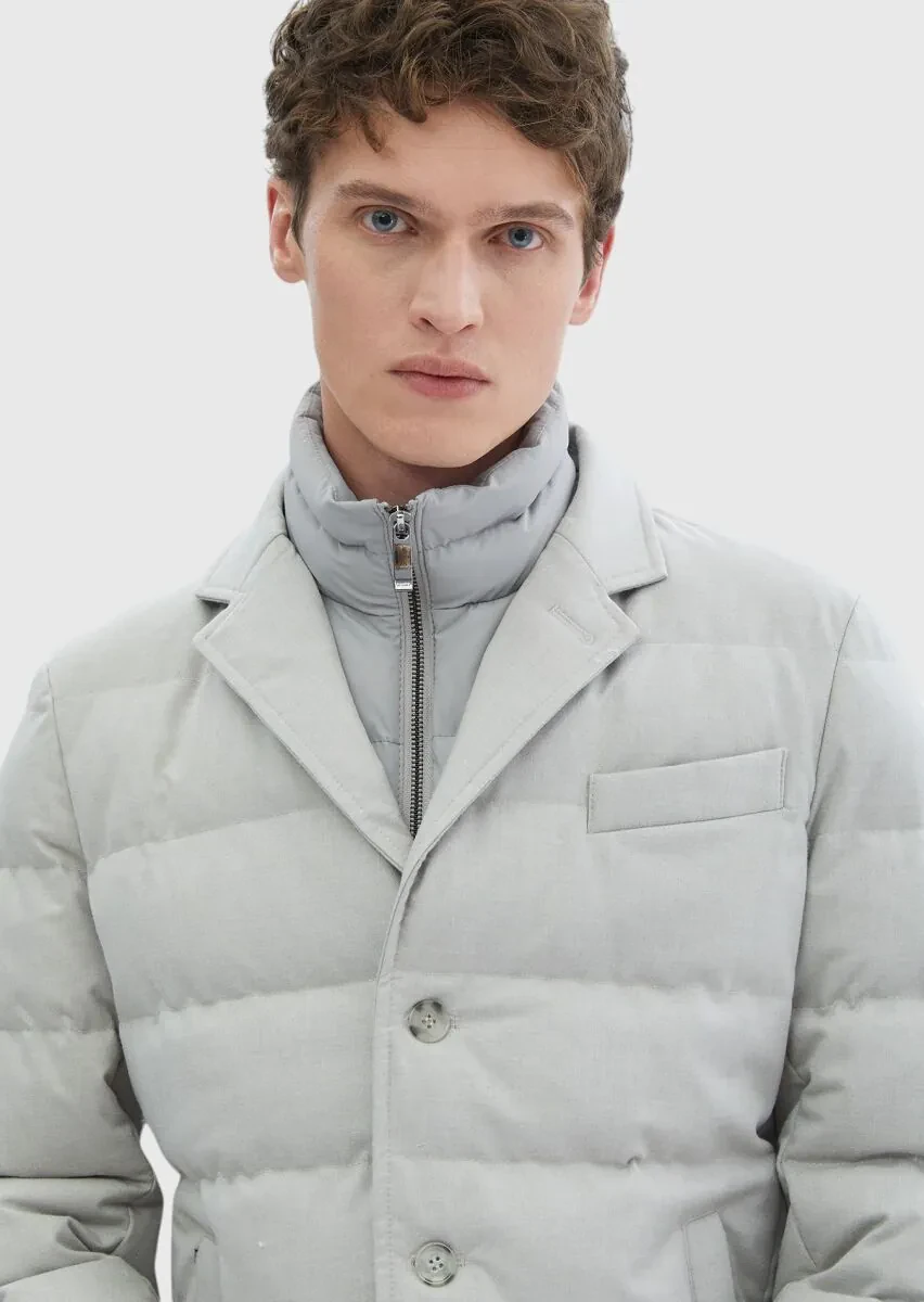 Açık Gri Regular Fit Micro Jel Elyaflı Spor Ceket - 5