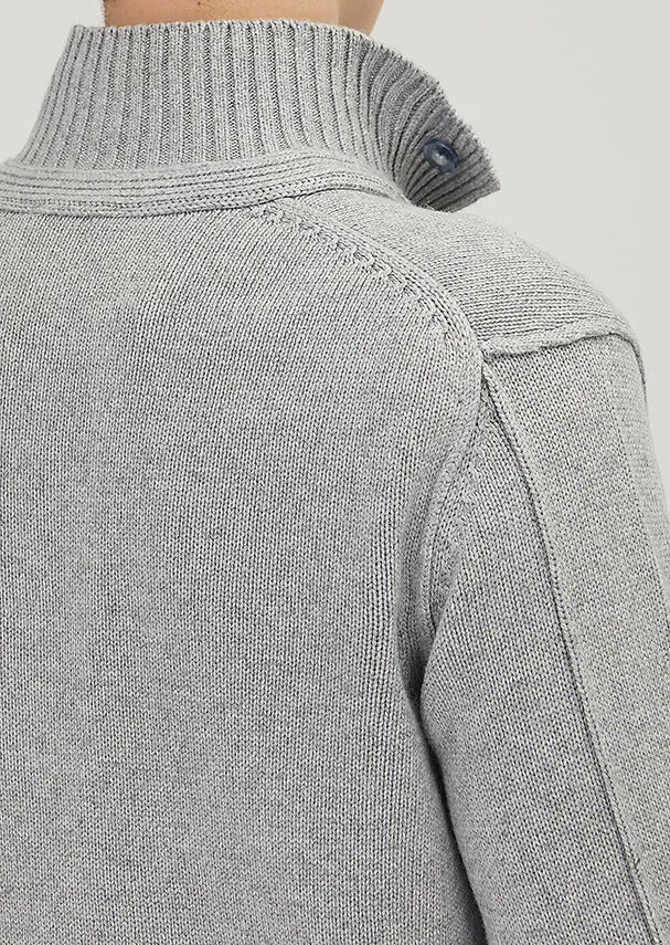 Açık Gri Yarım Balıkçı Yaka Düz Örgü Kaşmir Karışımlı Triko Kazak - 3