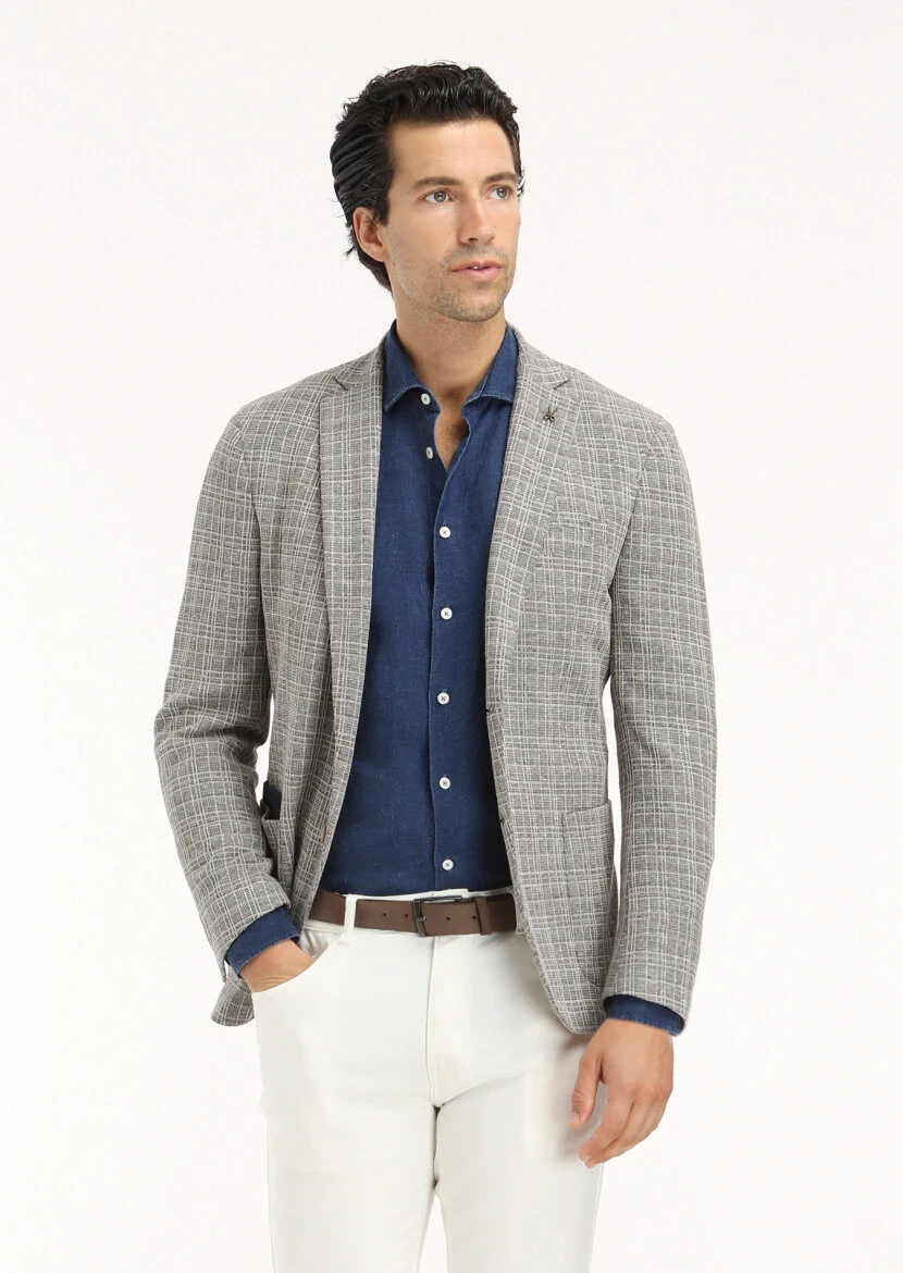 Açık İndigo Düz Regular Fit Dokuma Casual Gömlek - 4