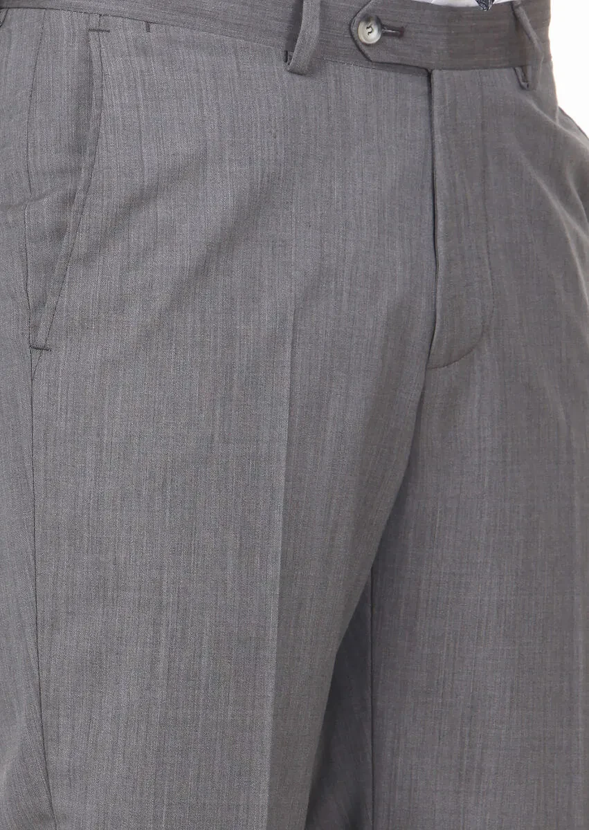 Açık Kahve Düz Dokuma Regular Fit Klasik %100 Yün Pantolon - 3