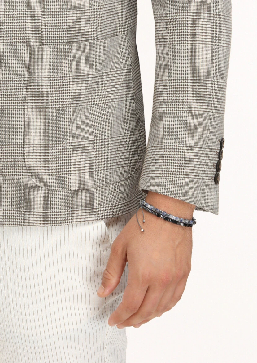 Açık Kahve Kareli Zeroweight Slim Fit Pamuk Karışımlı Ceket - 5