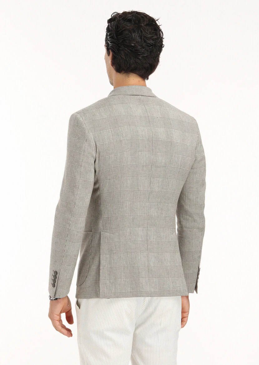 Açık Kahve Kareli Zeroweight Slim Fit Pamuk Karışımlı Ceket - 7