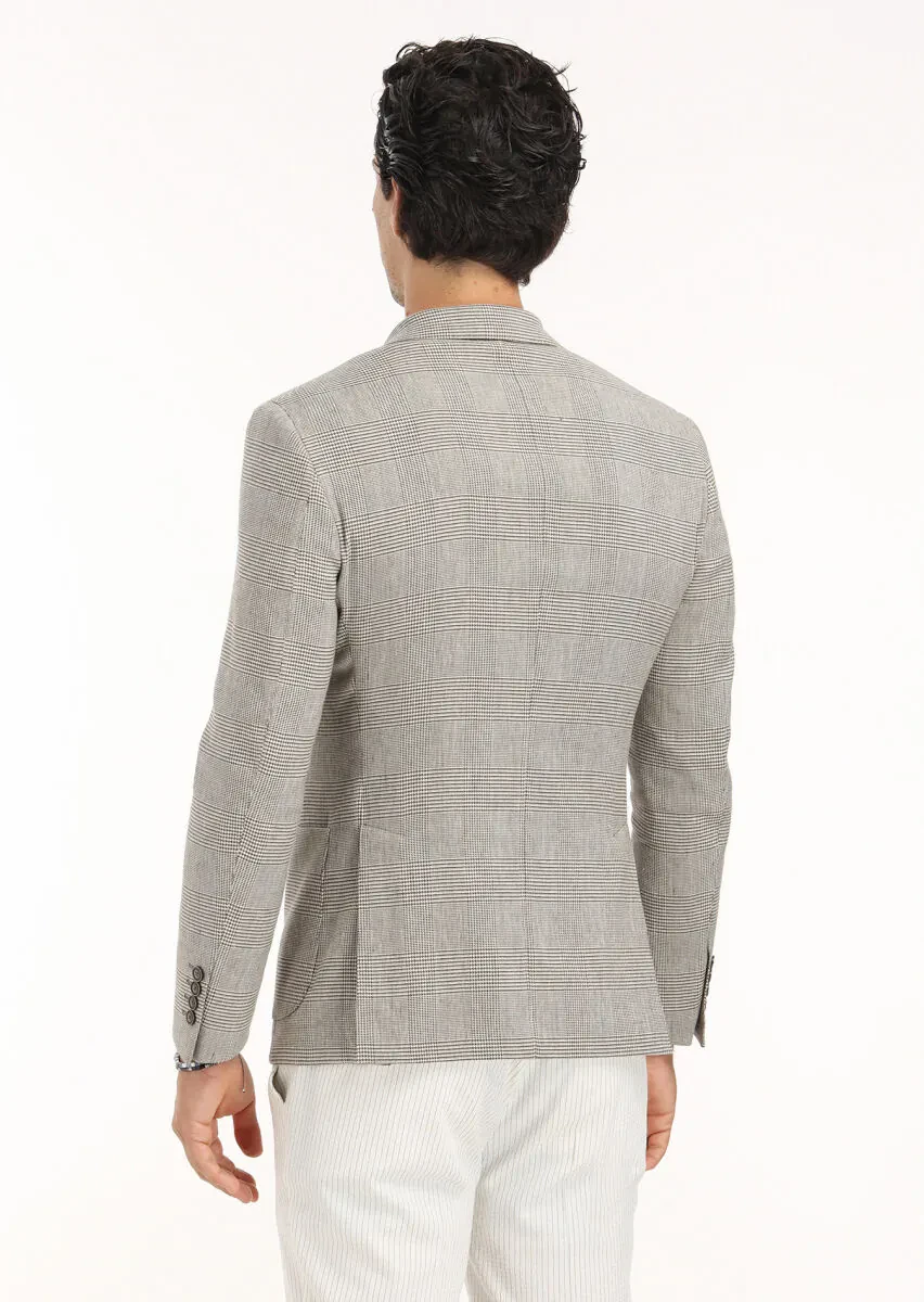 Açık Kahve Kareli Zeroweight Slim Fit Pamuk Karışımlı Ceket - 7