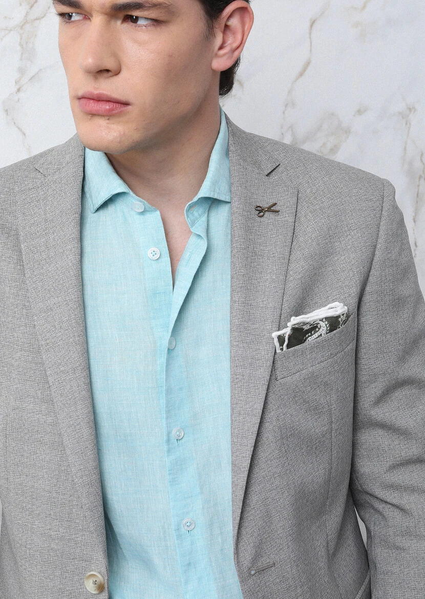 Açık Kahve Mikro Zeroweight Slim Fit %100 Yün Takım Elbise - 3