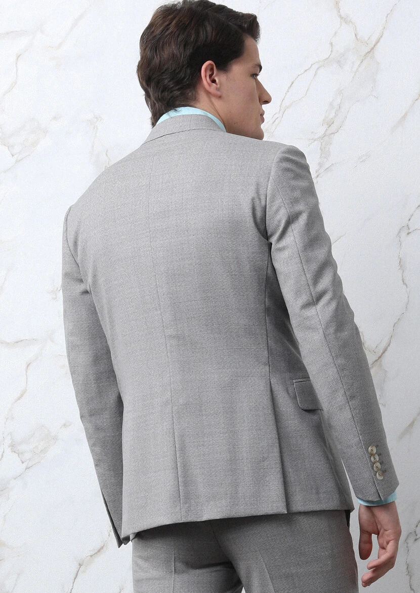 Açık Kahve Mikro Zeroweight Slim Fit %100 Yün Takım Elbise - 7