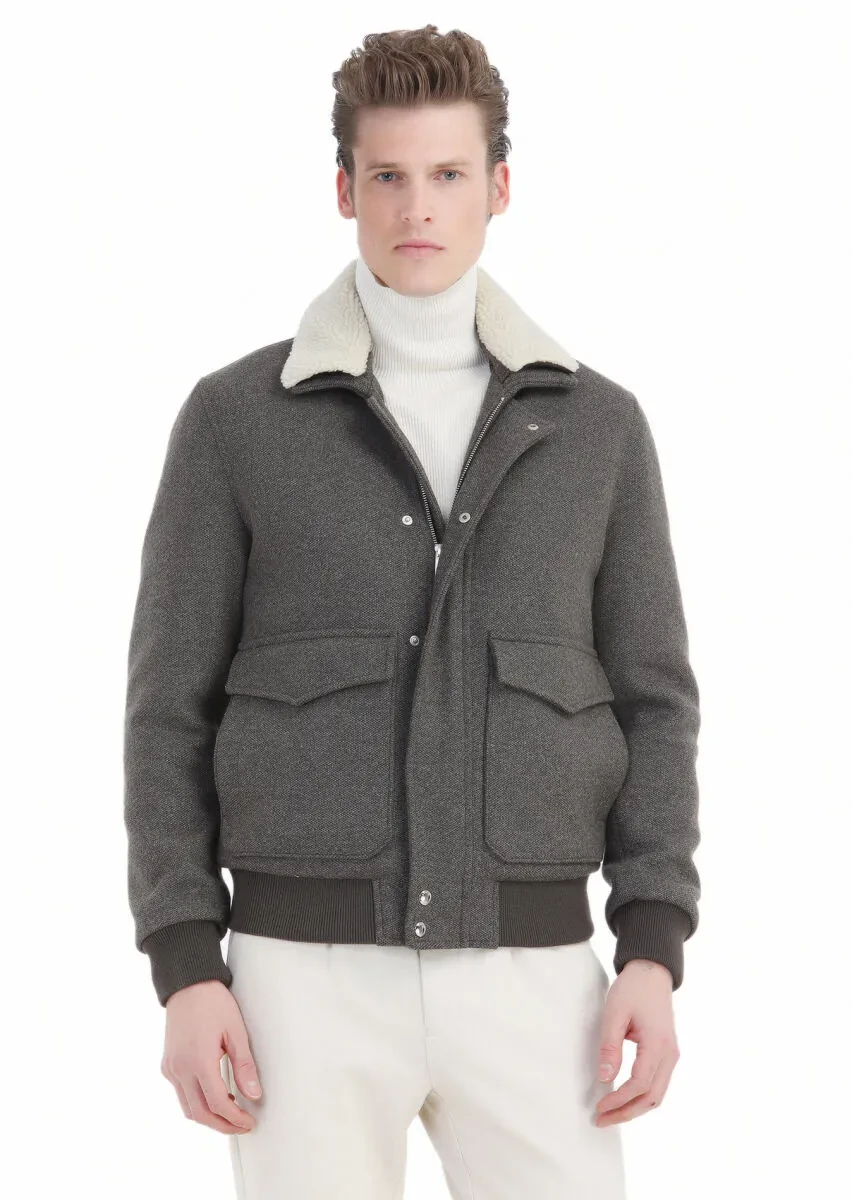 Açık Kahve Regular Fit Gömlek Yaka Casual Örme Mont - 1