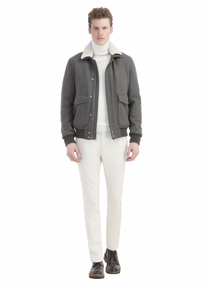 Açık Kahve Regular Fit Gömlek Yaka Casual Örme Mont - 2