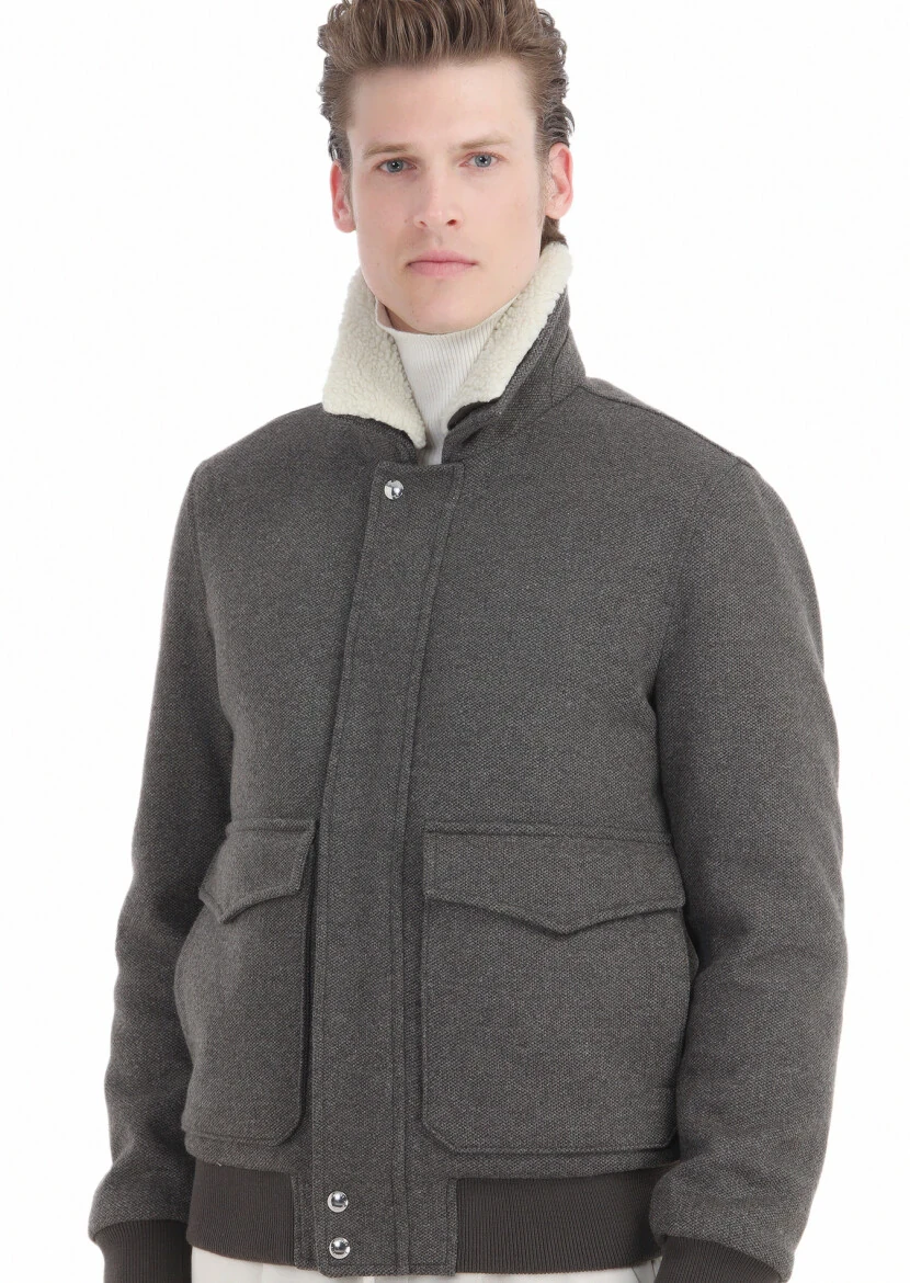 Açık Kahve Regular Fit Gömlek Yaka Casual Örme Mont - 4