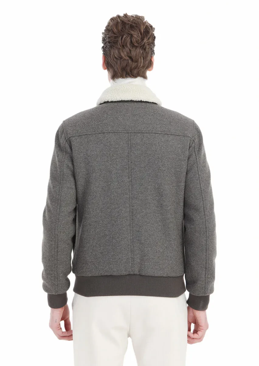 Açık Kahve Regular Fit Gömlek Yaka Casual Örme Mont - 5