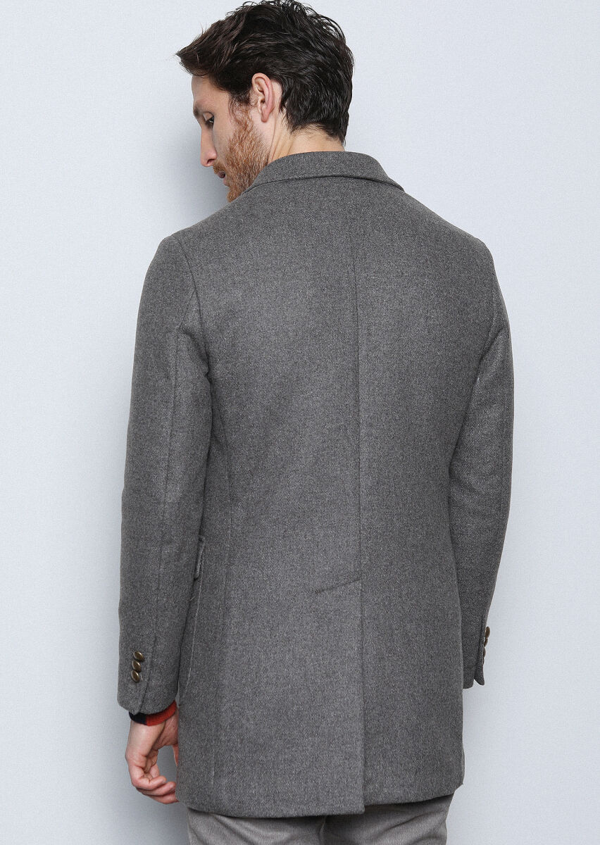 Açık Kahve Regular Fit Kruvaze Yaka Casual Dokuma Palto - 4