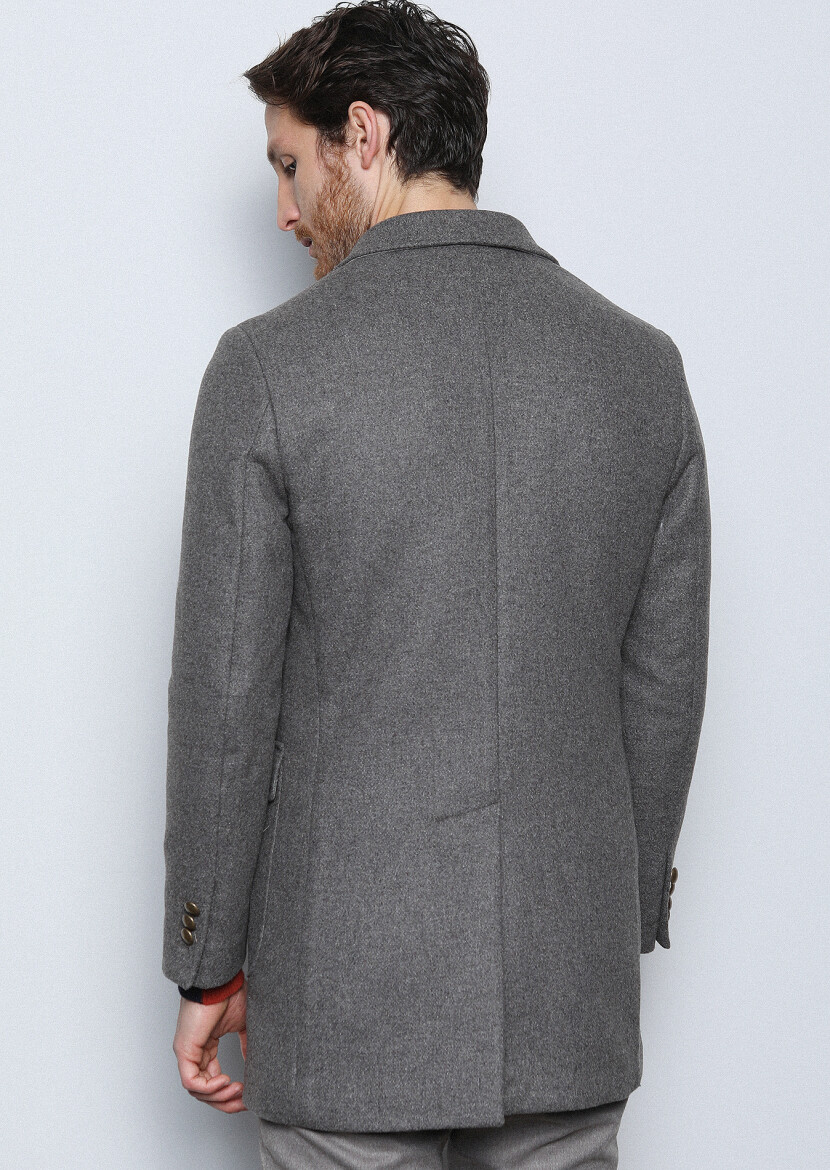 Açık Kahve Regular Fit Kruvaze Yaka Casual Dokuma Palto - 5