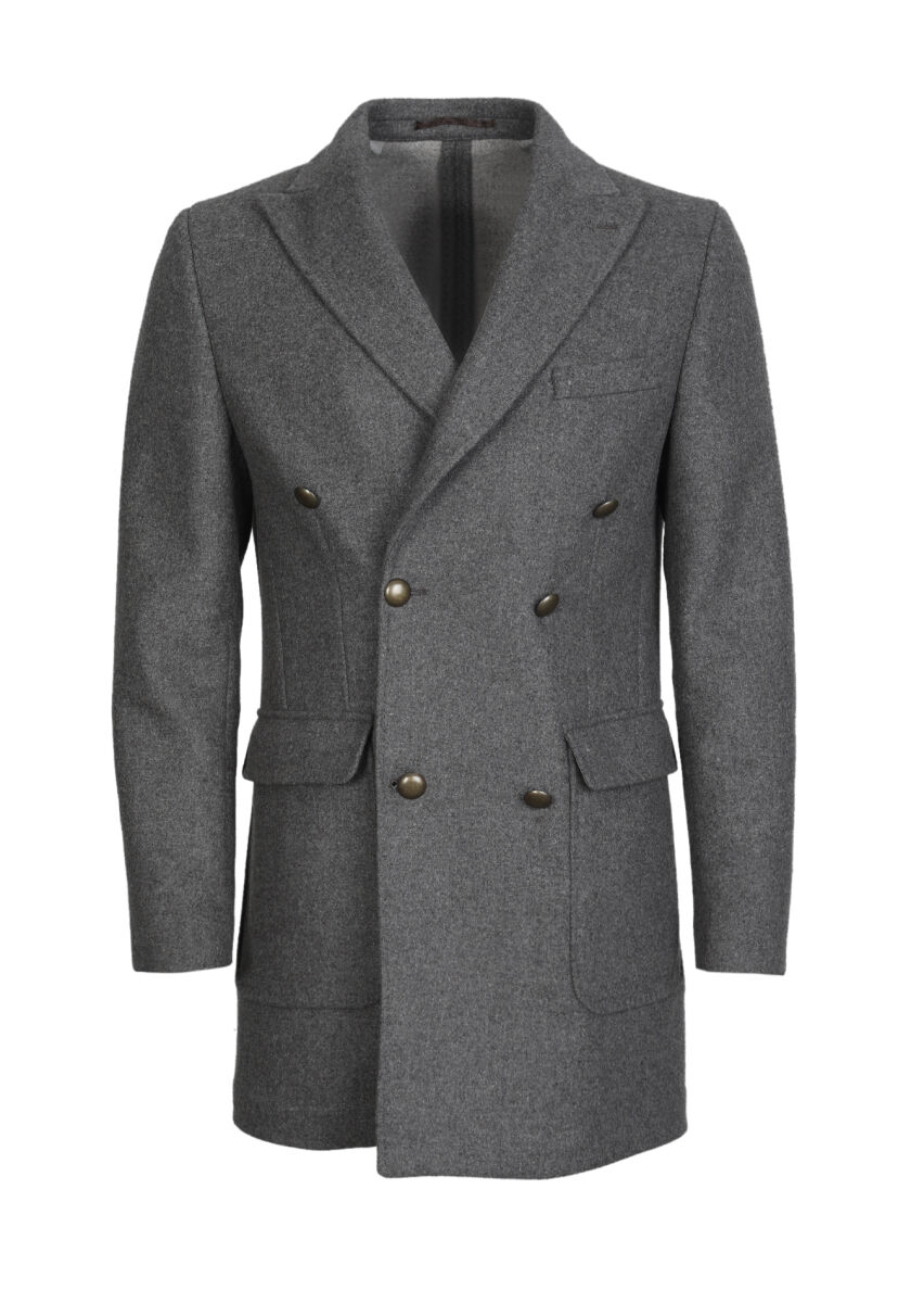 Açık Kahve Regular Fit Kruvaze Yaka Casual Dokuma Palto - 6