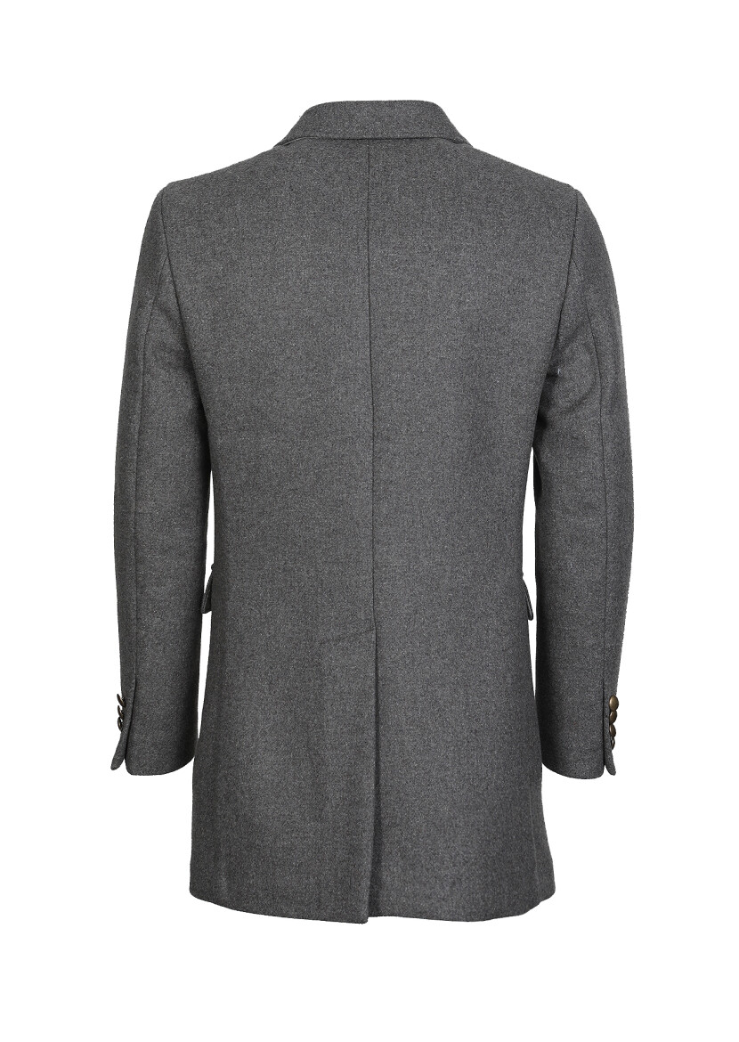 Açık Kahve Regular Fit Kruvaze Yaka Casual Dokuma Palto - 7