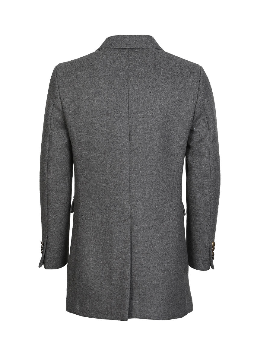 Açık Kahve Regular Fit Kruvaze Yaka Casual Dokuma Palto - 7