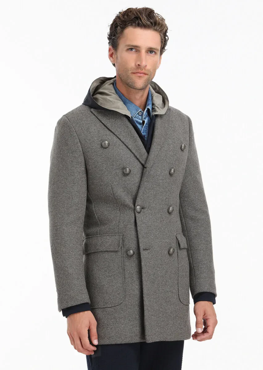 Açık Kahve Regular Fit Kruvaze Yaka Casual Örme Palto - 2