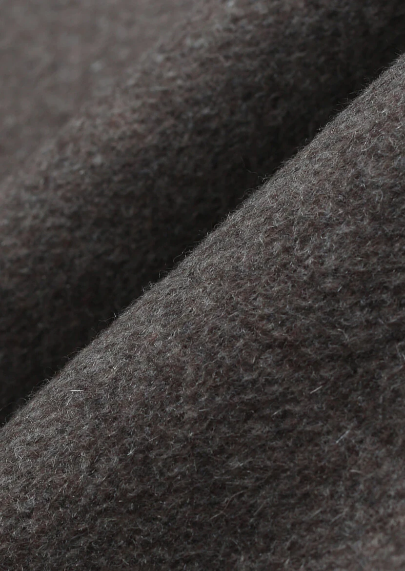 Açık Kahve Regular Fit Kruvaze Yaka Klasik Dokuma Palto - 7