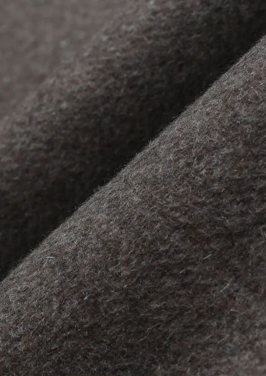 Açık Kahve Regular Fit Kruvaze Yaka Klasik Dokuma Palto - 7