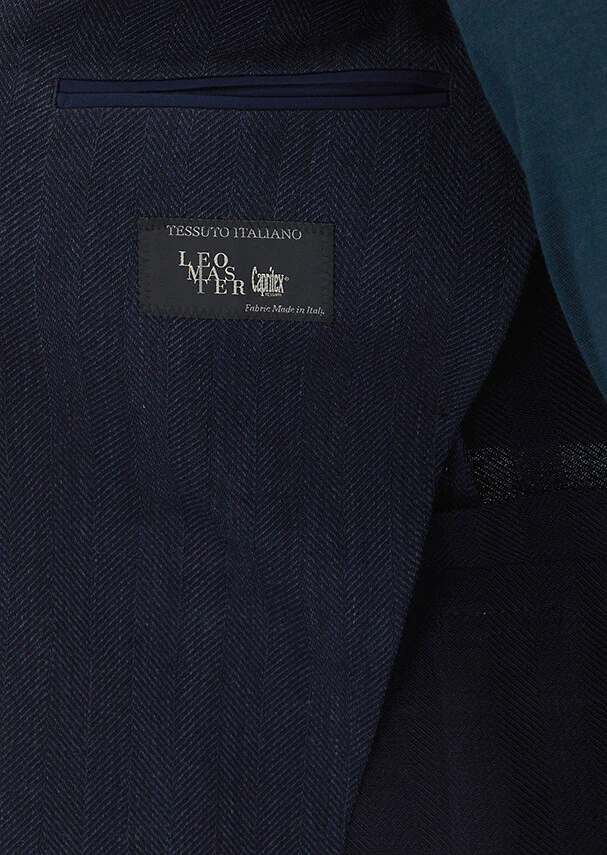 Açık Lacivert Desenli Zeroweight Slim Fit Yün Karışımlı Ceket - 4