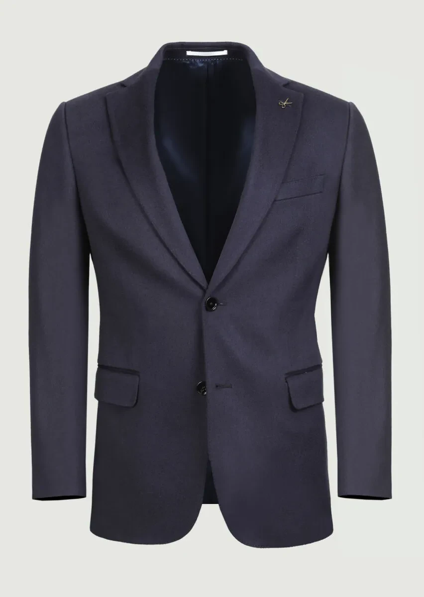 Açık Lacivert Düz Regular Fit %100 Kaşmir Ceket - 6