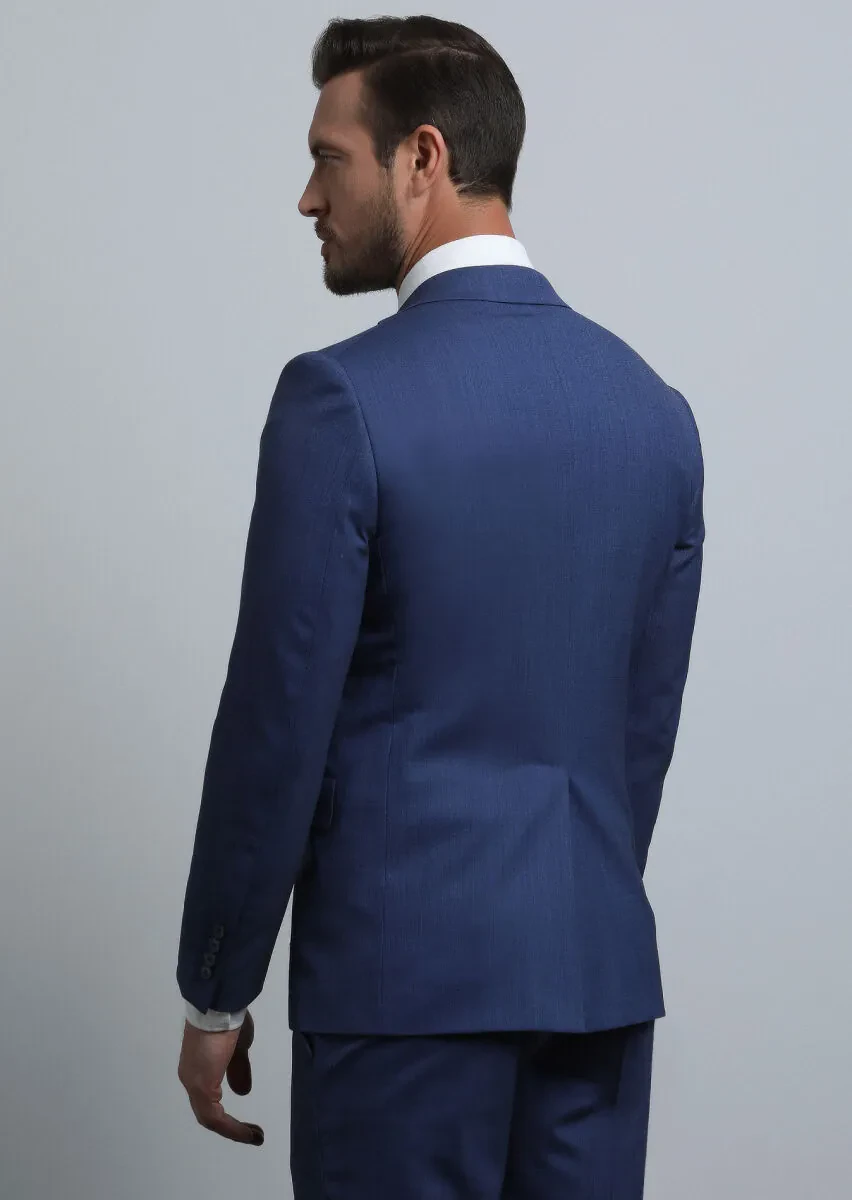 Açık Lacivert Mikro Modern Fit Yün Karışımlı Takım Elbise - 5