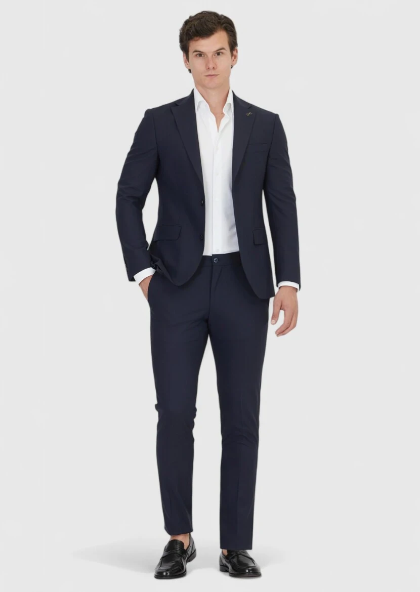 Açık Lacivert Mikro Modern Fit Yün Karışımlı Takım Elbise - RAMSEY