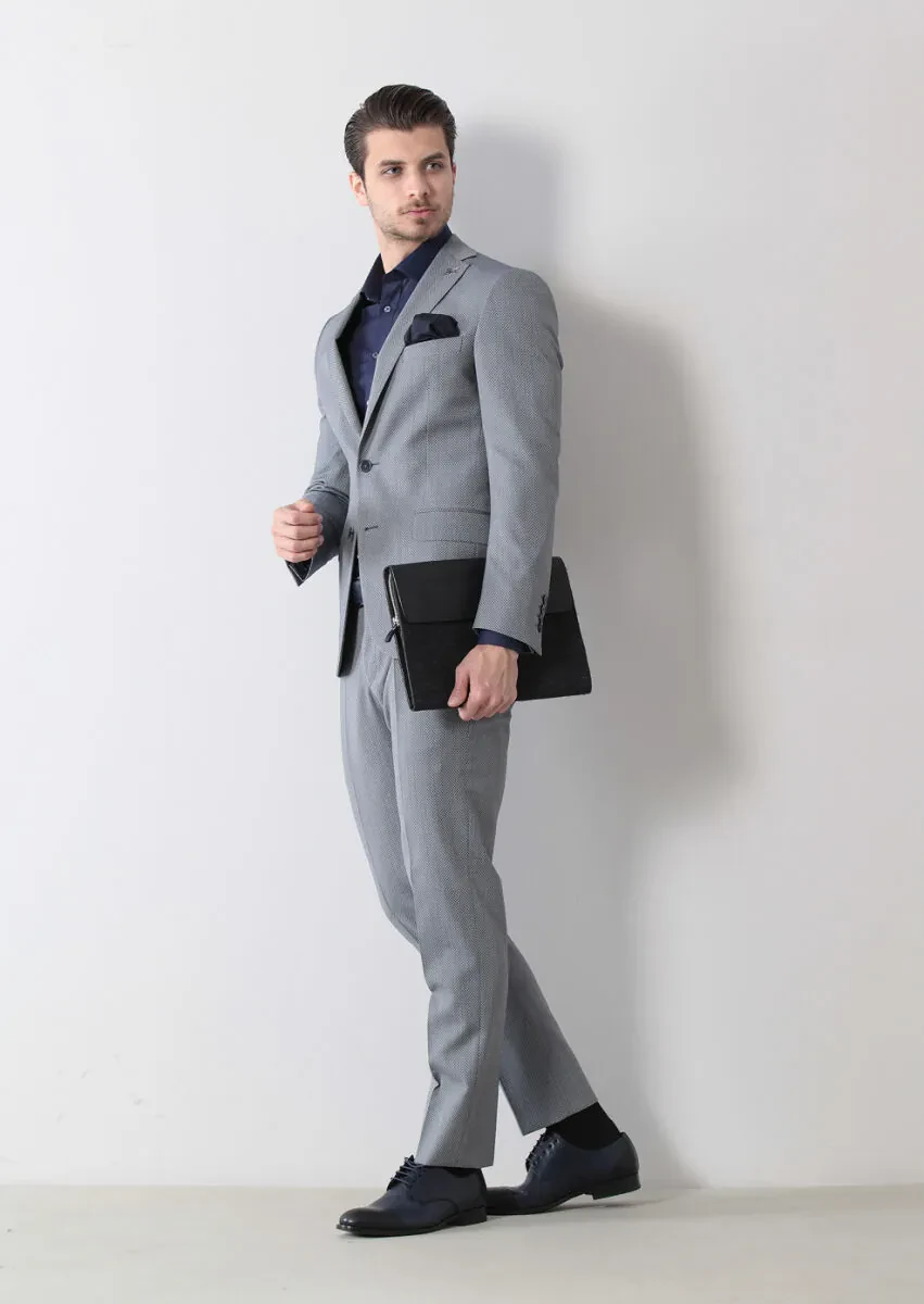 Açık Lacivert Mikro Zeroweight Slim Fit Yün Karışımlı Takım Elbise - 2