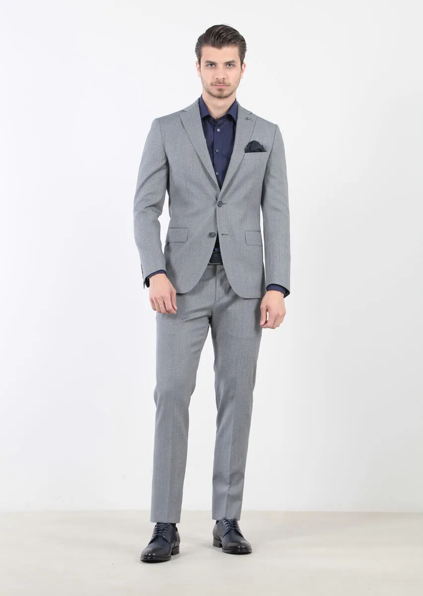 Açık Lacivert Mikro Zeroweight Slim Fit Yün Karışımlı Takım Elbise - 3