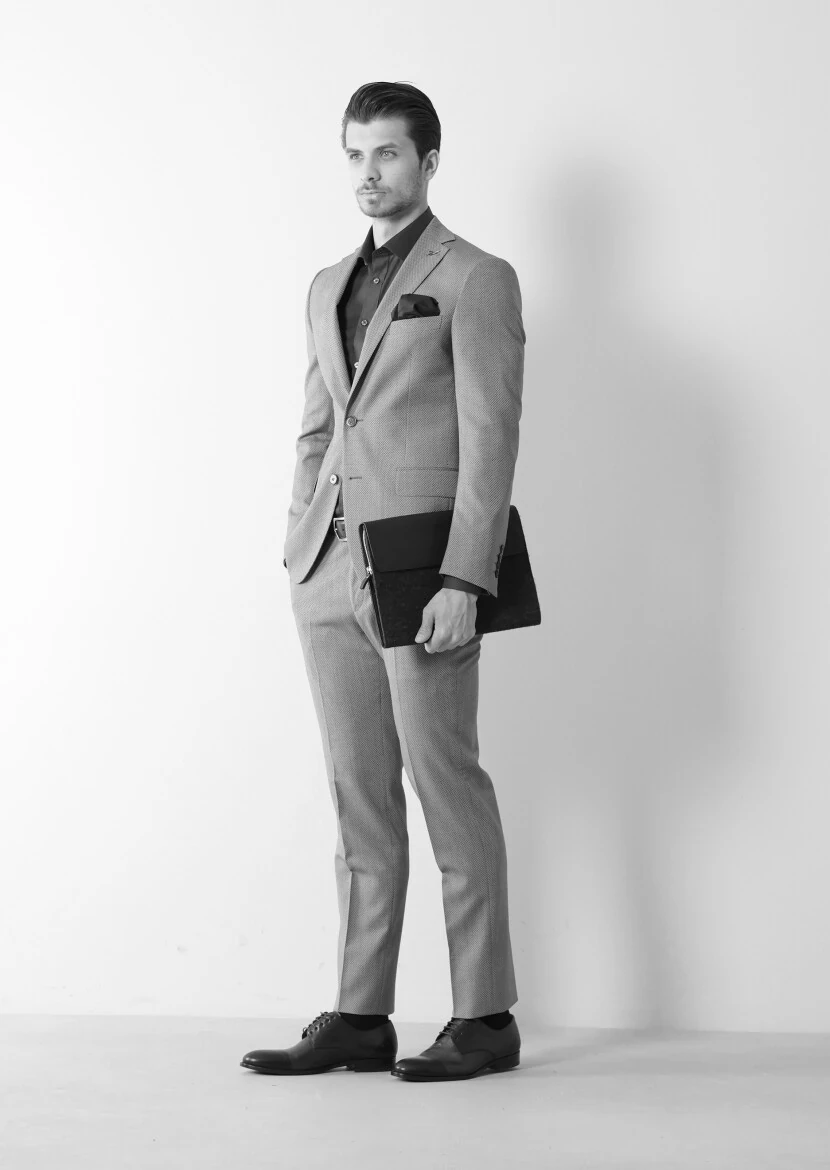 Açık Lacivert Mikro Zeroweight Slim Fit Yün Karışımlı Takım Elbise - 4