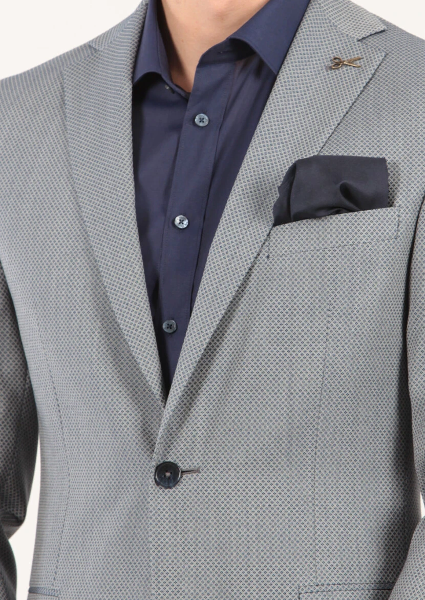 Açık Lacivert Mikro Zeroweight Slim Fit Yün Karışımlı Takım Elbise - 5