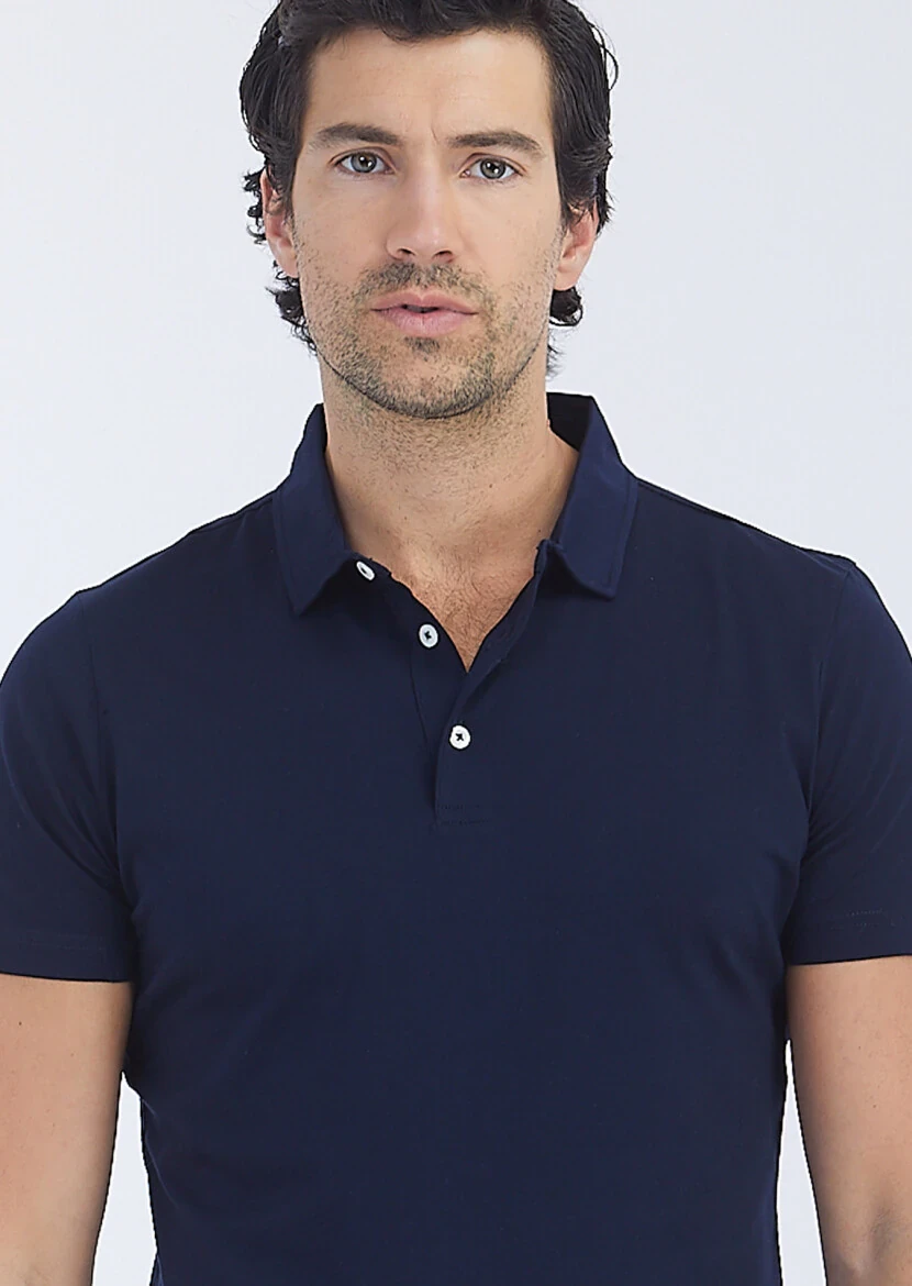 Açık Lacivert Polo Yaka %100 Pamuk T-Shirt - 3