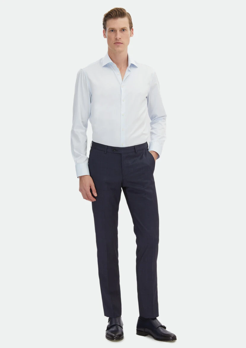 Açık Mavi Düz Regular Fit Dokuma Klasik %100 Pamuk Gömlek - RAMSEY