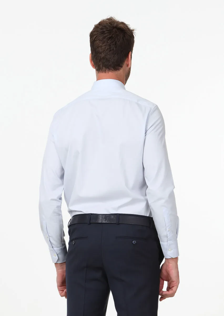 Açık Mavi Düz Regular Fit Dokuma Klasik Pamuk Karışımlı Gömlek - 5